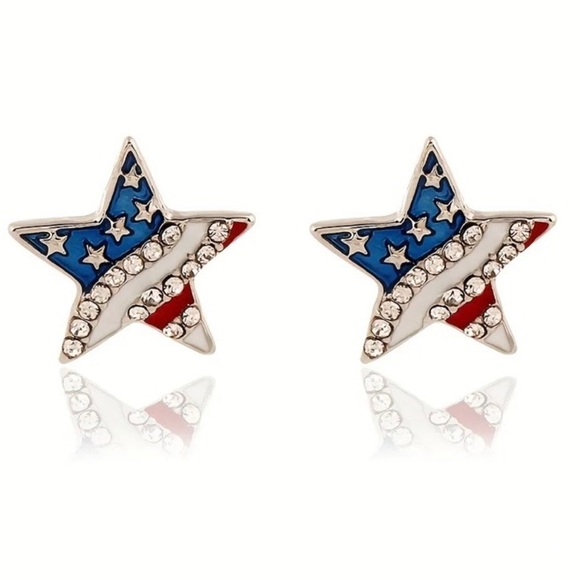 Star shaped American flag 🇺🇸 with Stars and Stripes earrings - Picture 3 of 4
